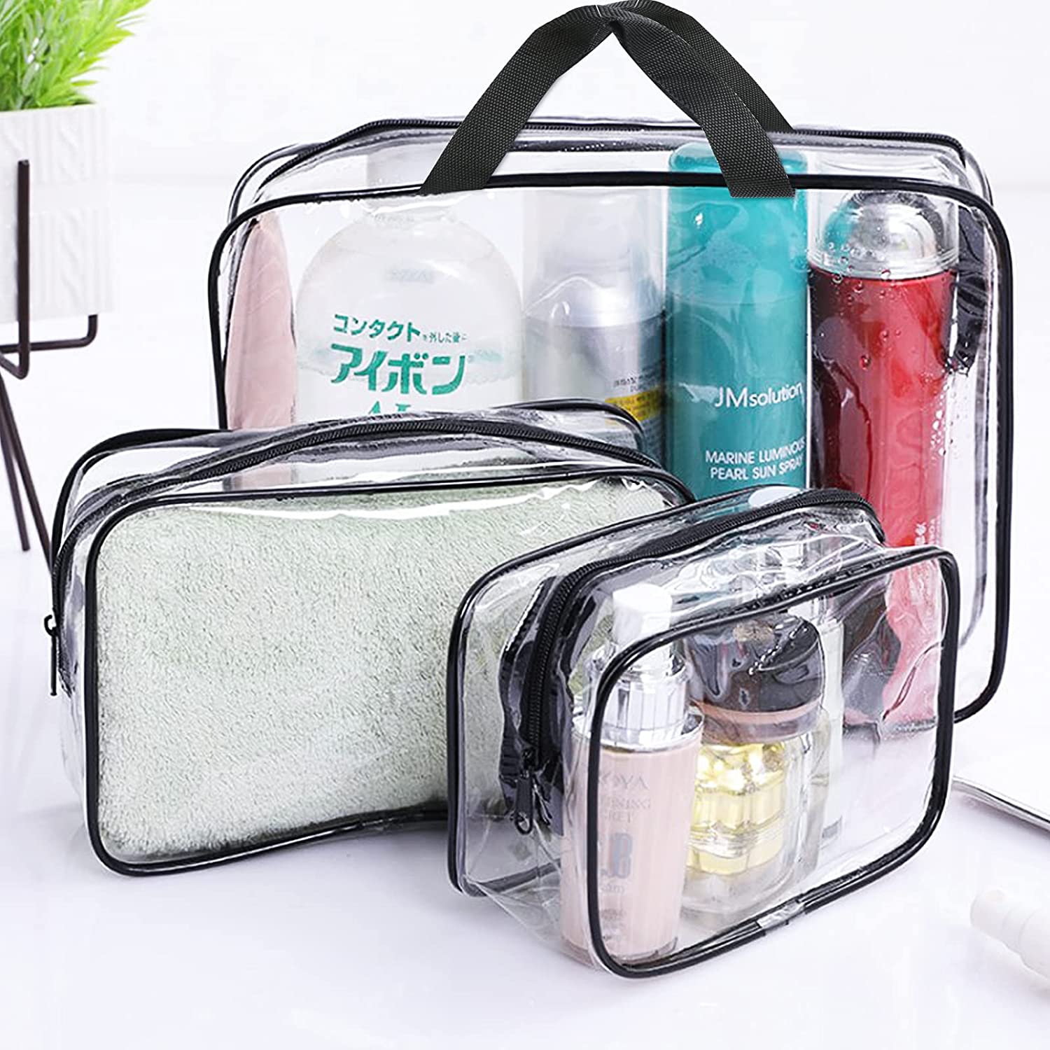 C578 Unisex 3pcs Vinyl Makeup Pouch