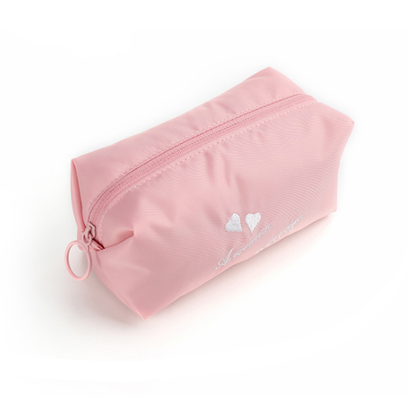 C123 Solid Portable Waterproof Pink Cosmetic Bag