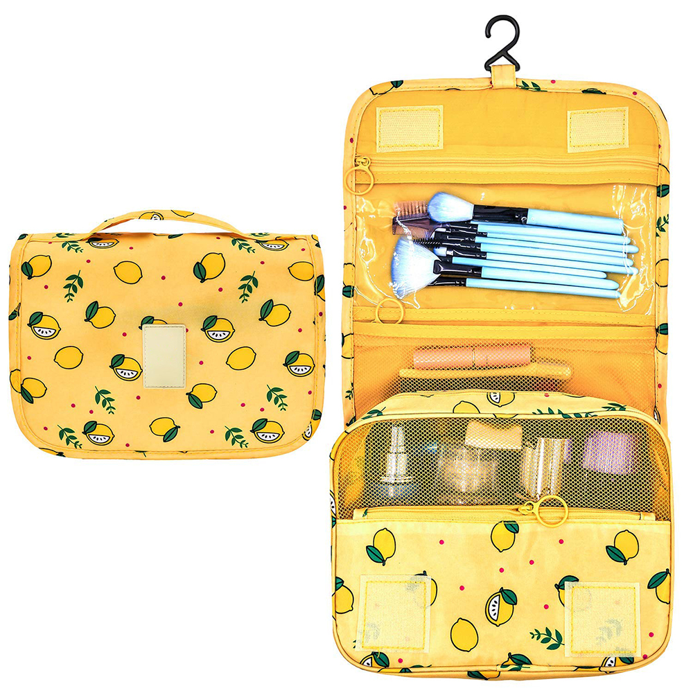 C574 Lemon Oxford Ladies Hanging Wash Bag