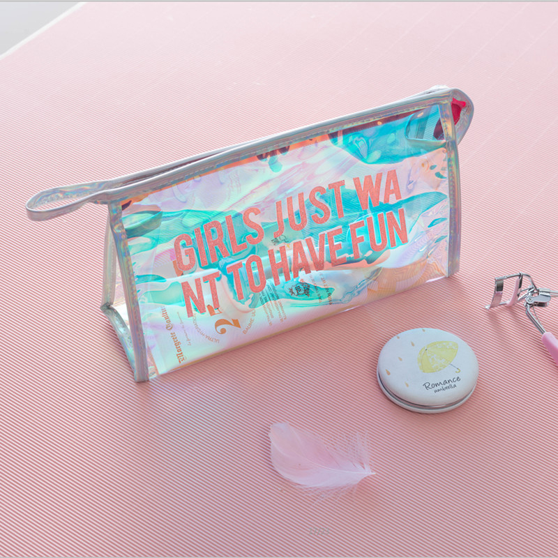 C363 Portable Toiletry Travel TPU Holographic Cosmetic Bag