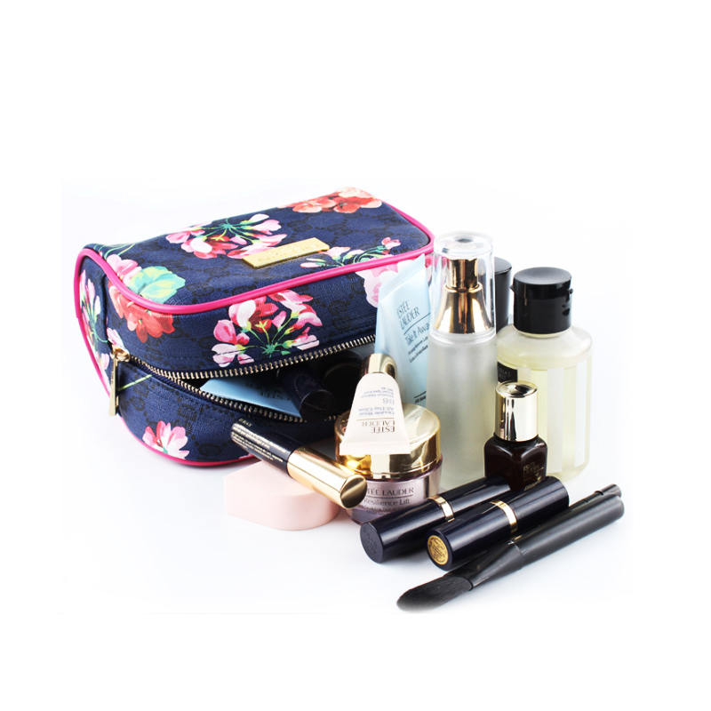 C026 Floral Printed PU Custom Cosmetic Bag