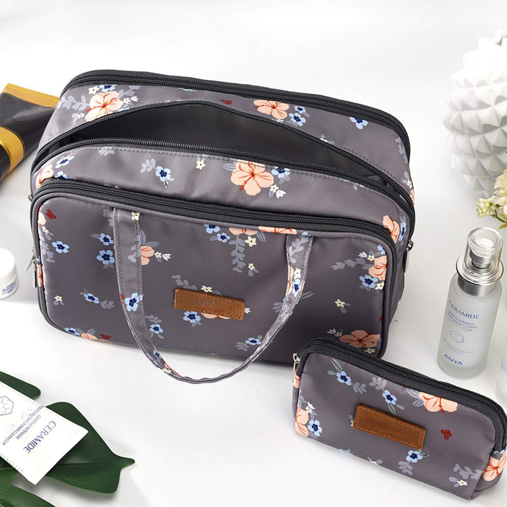 C596 Water Resistant Floral Nylon Toiletry Bags