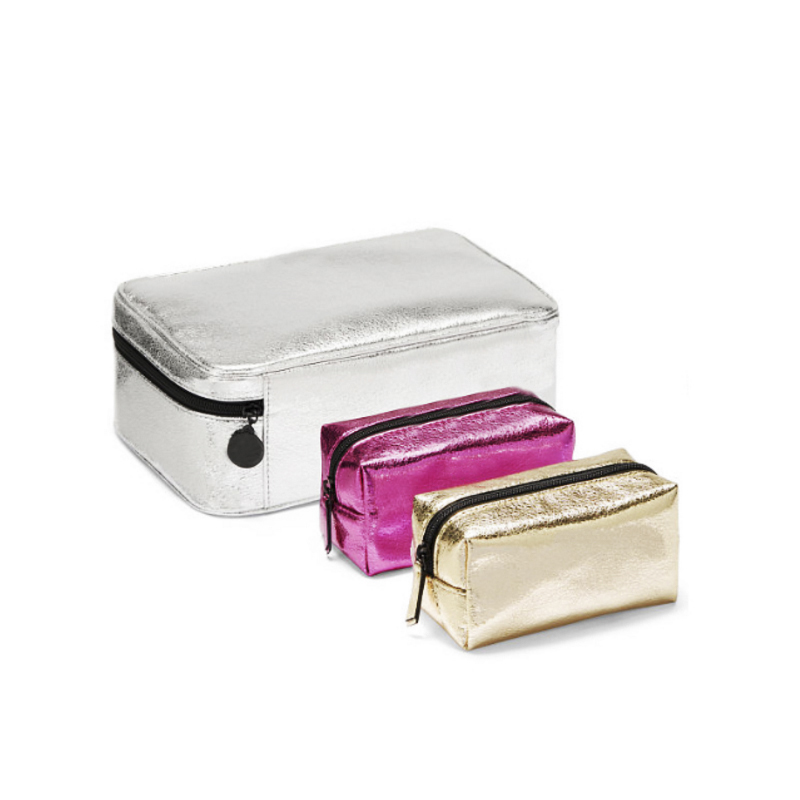 C010 Women PU Leather Travel Cosmetic Bag Set