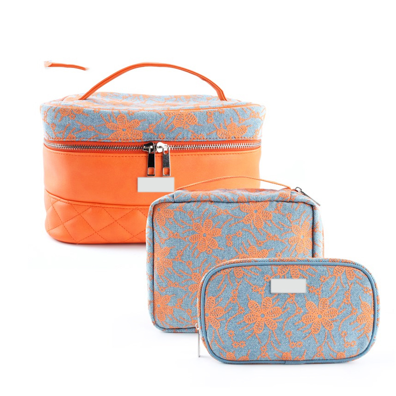 C024 Women PU 3 Pieces Travel Cosmetic Bag Set