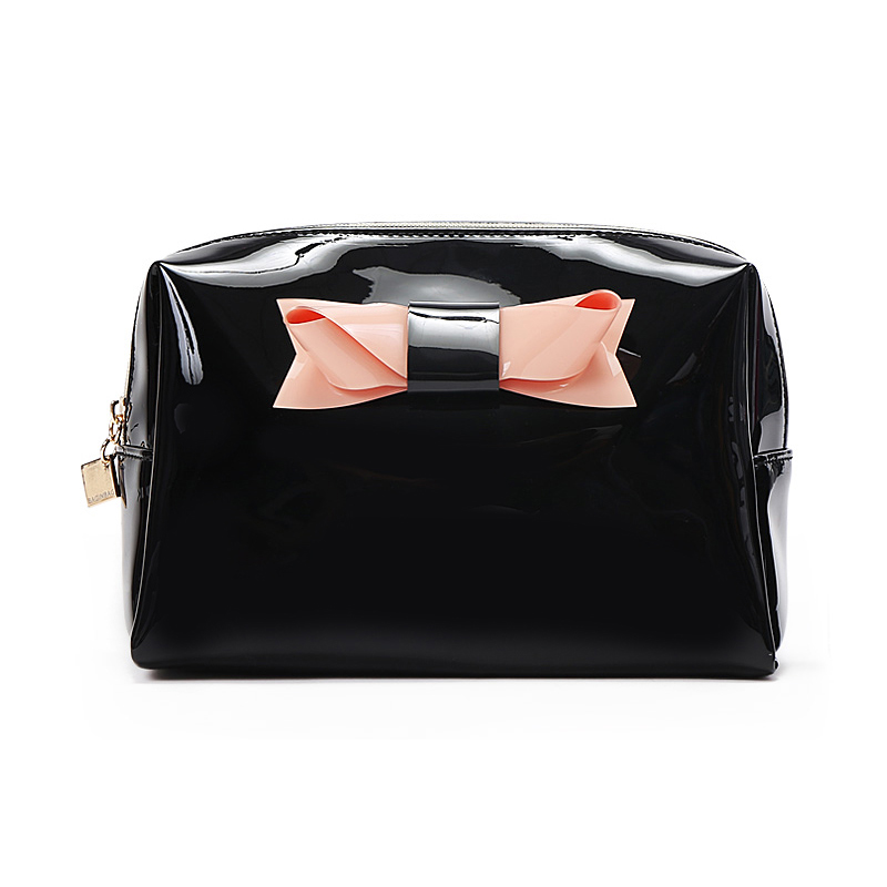 C048 Multi Functional Small Black PU Makeup Bag