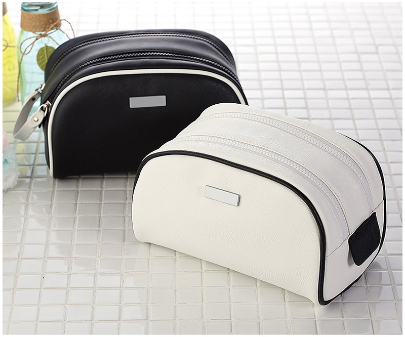 C061 Waterproof PU Leather Double Zipper Makeup Bag