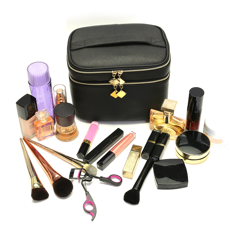 C072 Mirror PU Wash Cylinder Bucket Makeup Bag