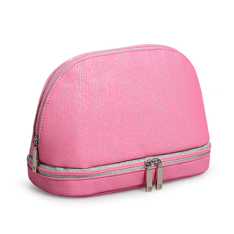 C007 Double Layers Women PU Makeup Bag