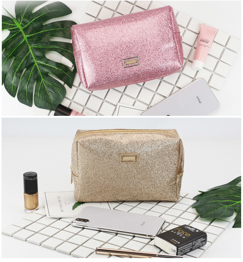 C134 Travel Shiny Glitter Powder Vintage Makeup Bag