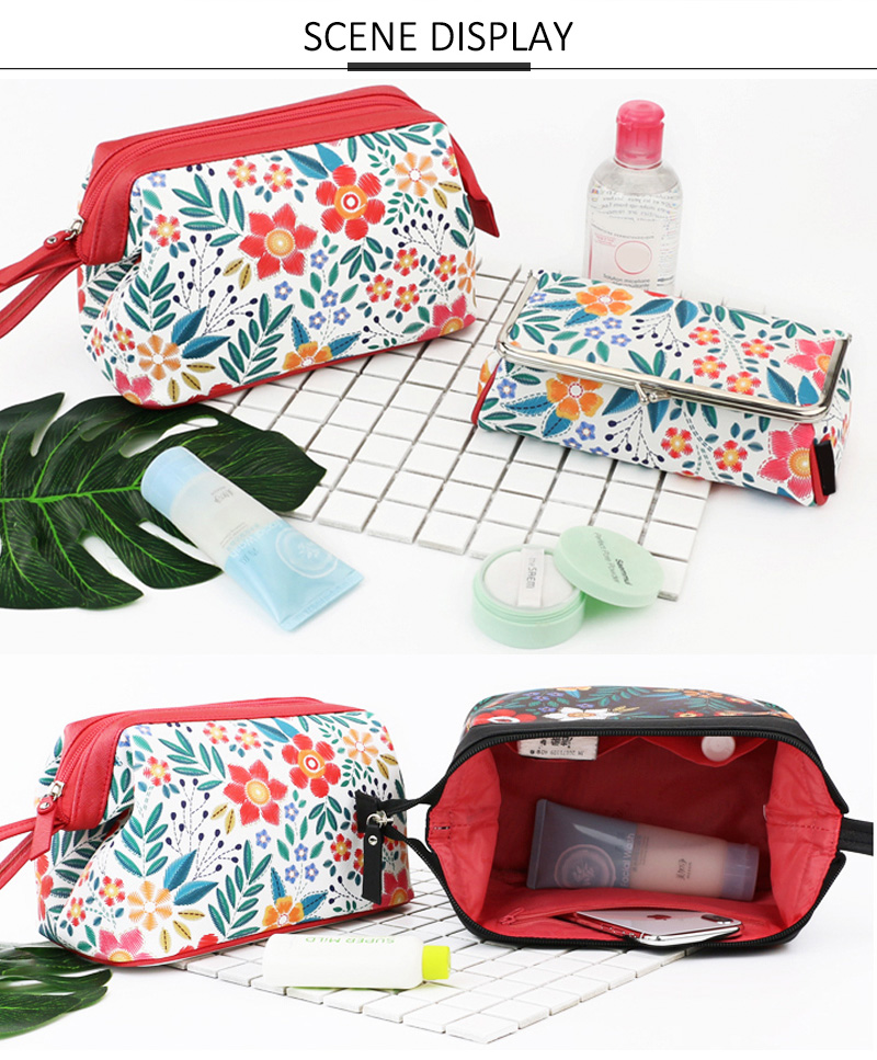 C129 Vintage Floral Printed Cosmetic Bag Travel