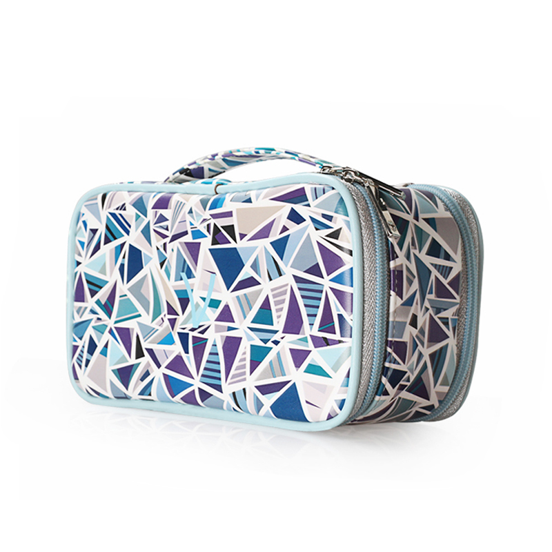 C188 Geometric PU Toiletry Makeup Zipper Wash Bag 