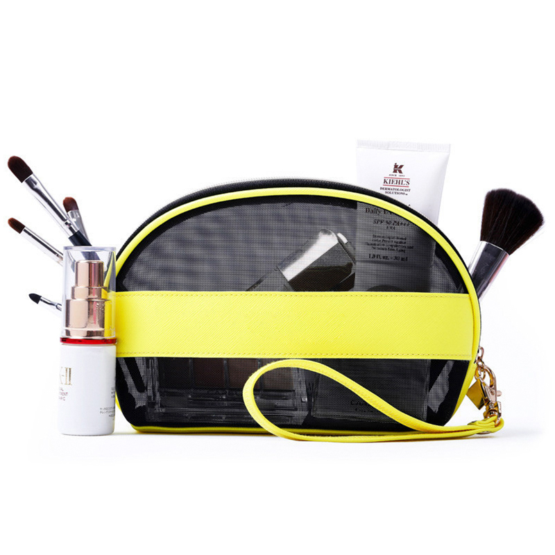 C266 Splicing PU Leather Cosmetic Pouch Bag