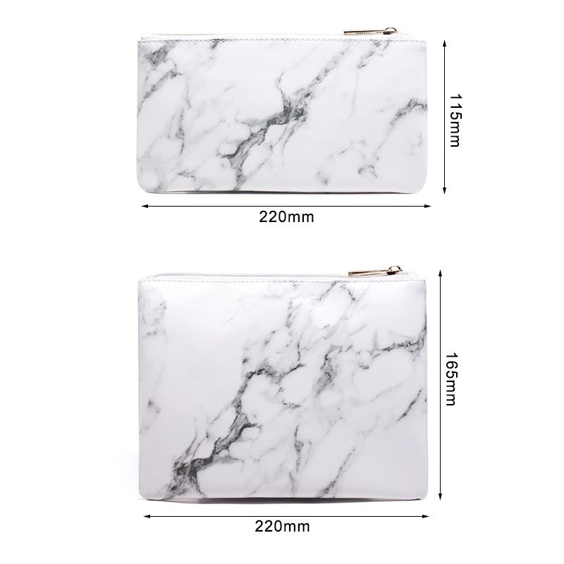 22*11.5cm Marble PU Cosmetic Makeup Bag For Travel