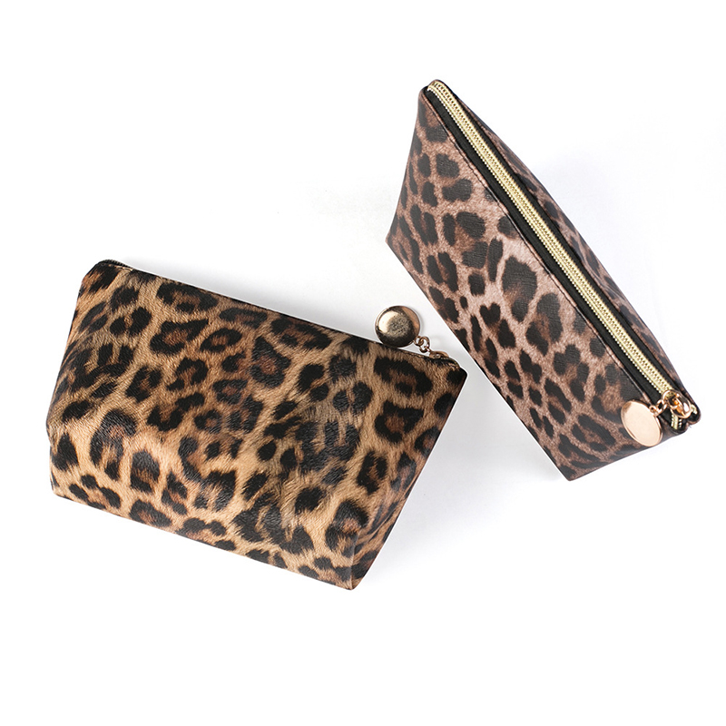 Multifunctional Leopard Print PU Makeup Travel Bag