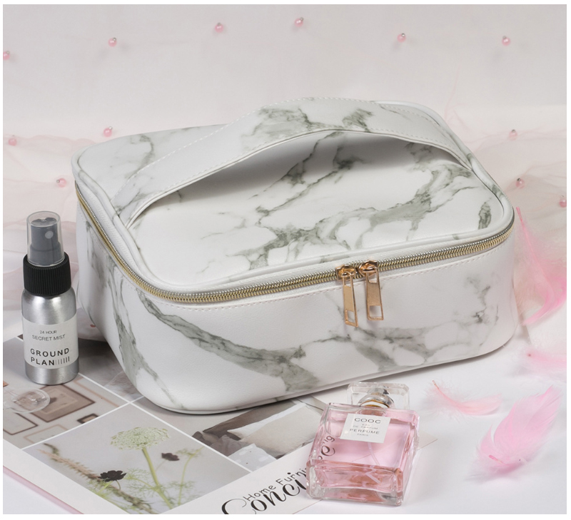 Eco Friendly Ladies Travel Marble PU Makeup Storage Bag