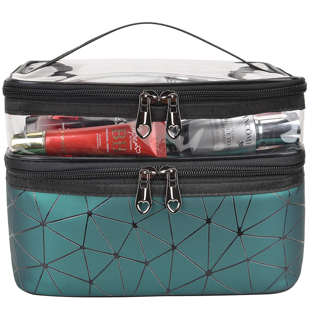 C544 Women's Double Layer PU Travel Cosmetic Bags