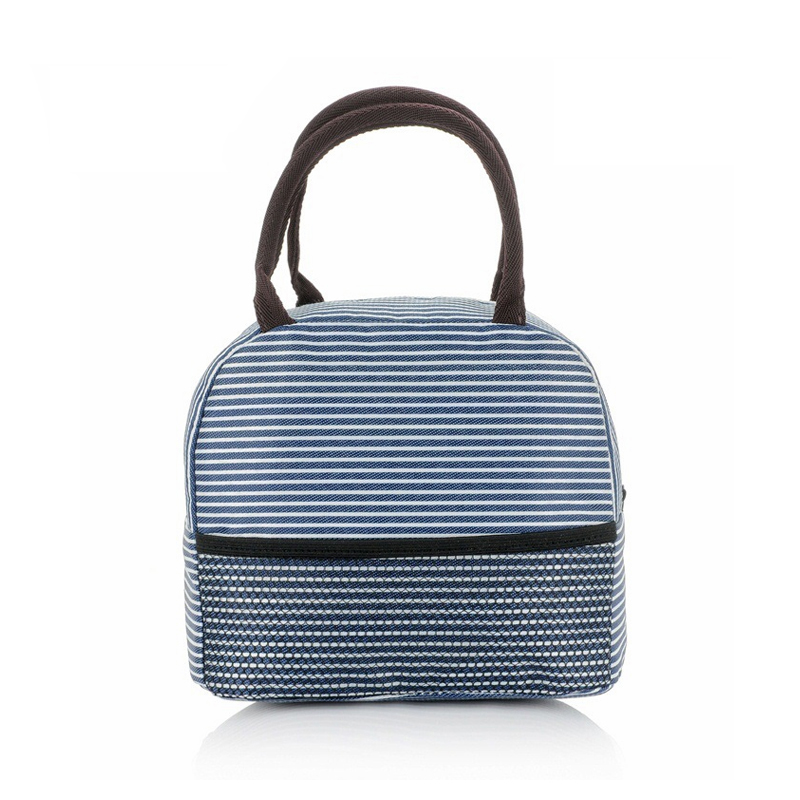 L048 Zip Striped Canvas Bento Lunch Bag