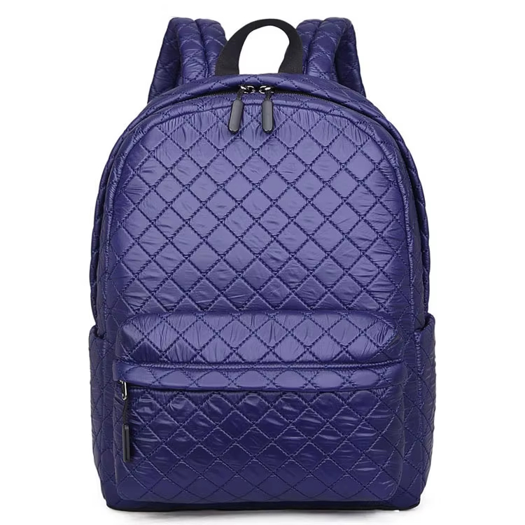 C1012 custom luxury blue stitch women men light weight nylon cotton quilted backpack