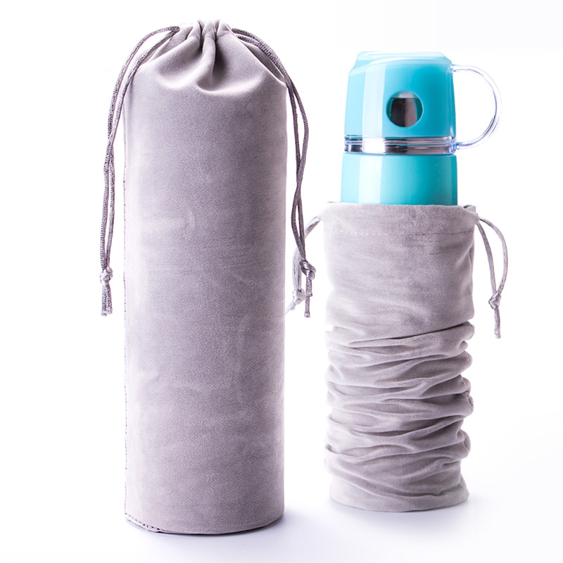 B079 Portable folding strong durable washable multiple function velvet water bottle storage packaging drawstring bag